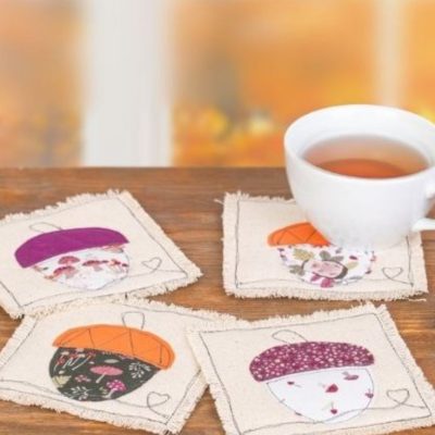 eichel untersetzer naehen fuer den herbst fuer zuhause kostenlos naehanleitung herbstliche stoffreste naehidee gratis