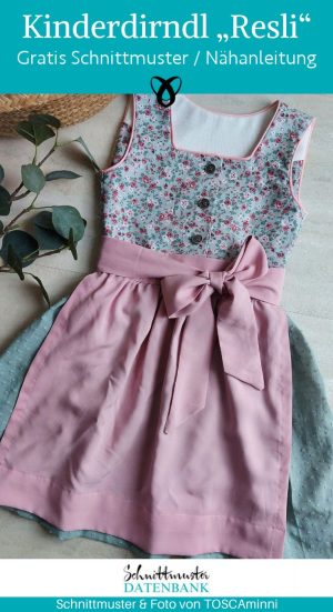 kinderdirndl naehen kostenlos schnittmuster dirndl mit schuerze fuer kinder maedchen naehidee gratis