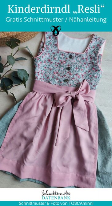 kinderdirndl naehen kostenlos schnittmuster dirndl mit schuerze fuer kinder maedchen naehidee gratis