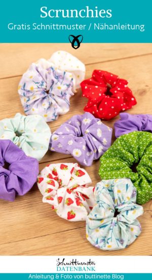 scrunchies naehen kostenlos naehanleitung bunte haargummis aus stoffresten naehidee gratis