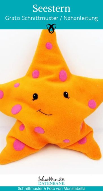 seestern naehen kostenlos schnittmuster kissen kuscheltier zum spielen maritimer deko seestern naehidee gratis