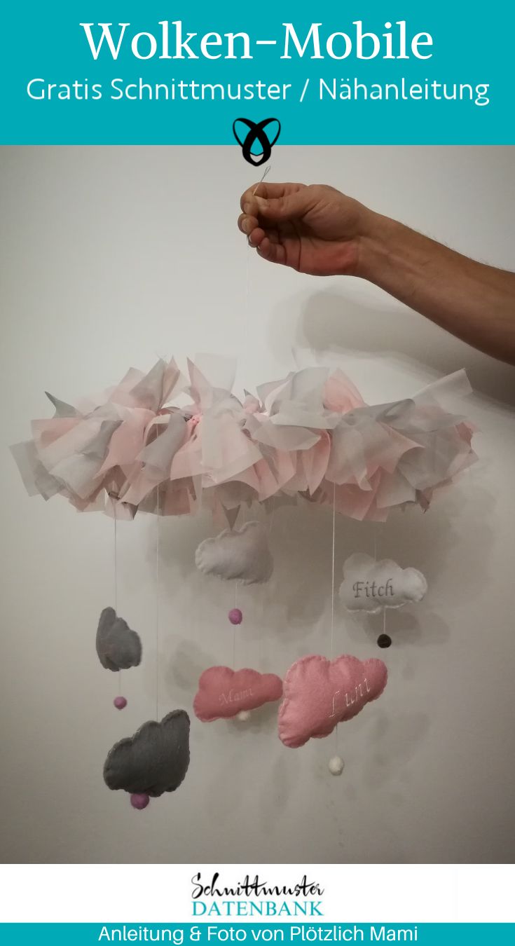 wolken mobile basteln kostenlos diy anleitung fuer kinderzimmer naehidee gratis