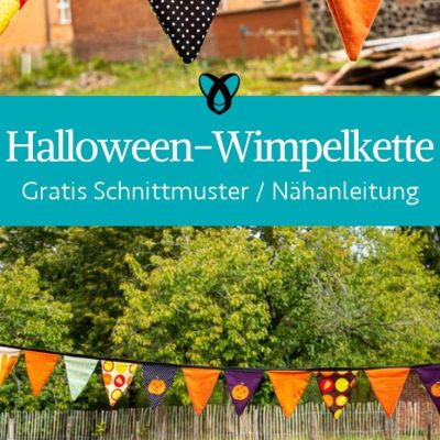 halloween wimpelkette kuerbisse stoffreste naehen kostenlos schnittmuster gratis pdf download naehidee