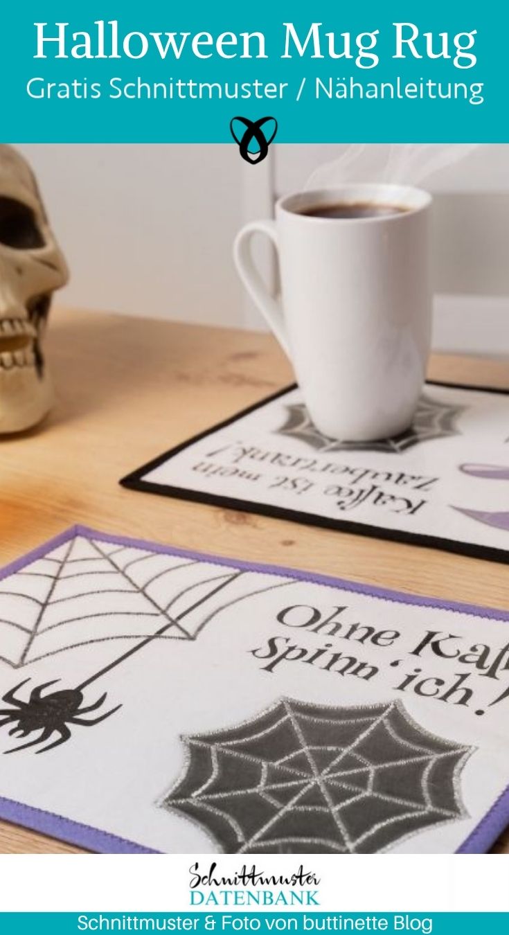 halloween mug rugs tassenuntersetzer spinnennetz hexenhut naehen kostenlos schnittmuster gratis pdf download naehidee