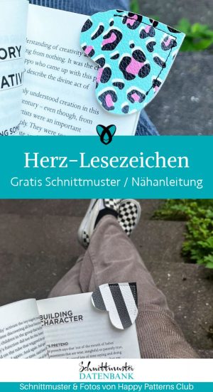 herz lesezeichen kunstleder stoffreste geschenk naehen kostenlos schnittmuster gratis pdf download naehidee